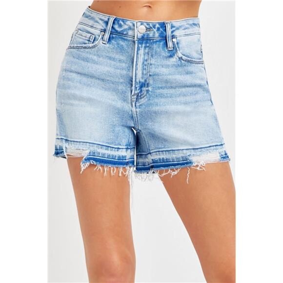NWT RISEN High Rise Distressed Hem‎ Denim Shorts - Picture 1 of 5